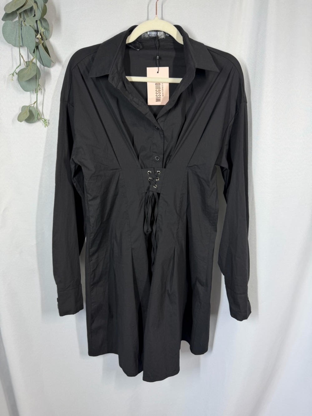 NWT Missguided Maternity | Corset Tie Shirt Dress Black Women's Size 4
